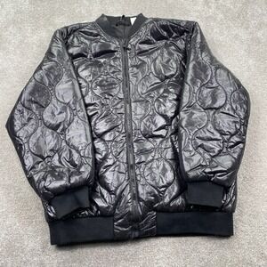 H&M Divided Mens Black Quilted Bomber Jacket Onion Quilt Zip Up Size M